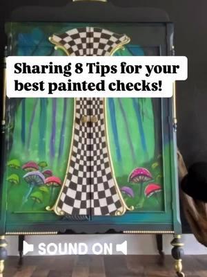 You tried painting checks and said never again? You love the look but can’t seem to get it right!🖤🤍🖤 I’ve got 8 tips for you today that I’m sure will help! Let me know if you have any other painting questions in the comments! #checkeredpattern #whimsicalfurniture #diyfurniture #furniturepainting #paintedchecks #blackandwhitechecks #tipsandtricks #furnitureart #womenwhodiy #practicepracticepractice