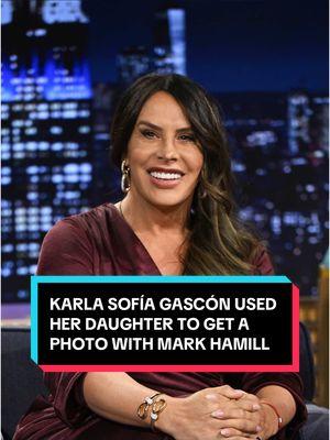 Karla Sofía Gascón used her daughter to get a photo with @Mark Hamill 🤣 @Star Wars #FallonTonight #TonightShow #KarlaSofiaGascon #StarWars #HarrisonFord #GeorgeLucas #MarkHamill #JimmyFallon #AwardsSeason