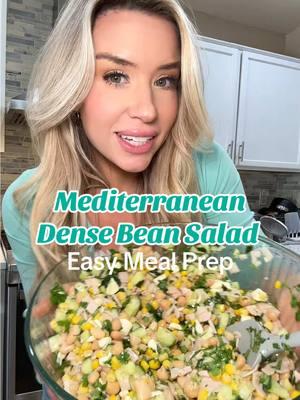 Dense Bean Salads are the perfect easy and high protein meal prep! I was inspired by the dense bean salad girl but I’m not following any specific recipe. ☺️ I’ve made a couple now and never followed a specific recipe but they turned out good both times! 💚 #mealprep #densebeansalad #densebeansaladrecipe #EasyRecipes #nutritiontips #busymommeals #fitmom #mealprep 