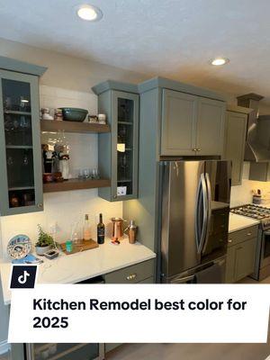 What does everyone think will be the kitchen color trend for this year? The last few years had a lot of whites, a lot of two tones with navy, and I think this year earthy greens and natural colors will come back strong. This was a fun project. #kitchen #remodel #renovation #kitchenremodel #greencabinets 