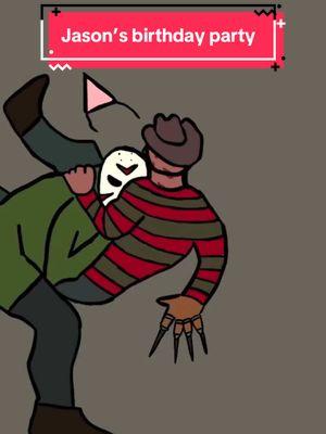 Michael only came for cake and didn’t bring a gift #jasonvoorhees #freddykruger #michaelmyers #horrorcharacters #fridaythe13th #halloween #nightmareonelmstreet #fyp #animated #animation #animatic #drafts 