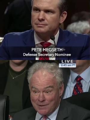 Pete Hegseth at a loss for words when confronted by Pete Hegseth's past 😭#petehegseth #fyp #timkaine #confirmationhearing #seggs #cheating