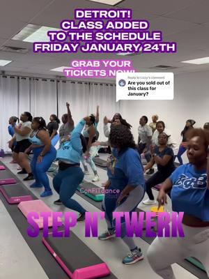 Replying to @Lizzy we just added another class this month! 🔥🔥😜🏃🏽‍♀️💃🏽 run to grab your ticket 🙌🏽 ConFITdance.com/bookaclass they will fill up fast 💨 #confitdancestudio #stepntwerk #stepaerobics #twerkandstep #detroit #fyp 