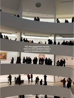 pay what you wish at the @Guggenheim Museum is held every week on monday + saturday from 4-5:30pm. your pay what you wish amount can be anywhere from $1-10 and tickets can be bought online or in person. online tickets are released at 10am the morning of but will likely sell out within a few minutes. you can purchase tickets on site, but expect a bit of a line to get in. cash or card are accepted! #guggenheim #guggenheimmuseum #guggenheimnewyork #paywhatyouwish #budgetfriendly #budgetfriendlyactivities #paywhatyouwishticket #paywhatyouwishmuseum #nycthingstodo #nycthings #cheapnycactivity #nyconabudget #nycdateidea #nycdate #affordableactivities #affordableactivitiesnyc #affordablenyc #inexpensivenyc #inexpensivethingstodonyc 