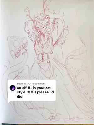 Replying to @´･ᴗ･` ask and you shall receive. 🧝‍♀️ ##elfart#elfdrawing#elfsketch#howidraw#processvideo#processart#fantasyart#fantasyartist#quicksketch#redpen#penonly##howisketch