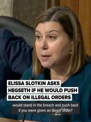 During a Senate confirmation hearing Tuesday, Jan. 14, Michigan freshman Senator Elissa Slotkin asked defense secretary nominee Pete Hegseth if he would push back if the president gave an illegal order. (Video provided by Senate TV) #elissaslotkin #petehegseth #senate #secretaryofdefense