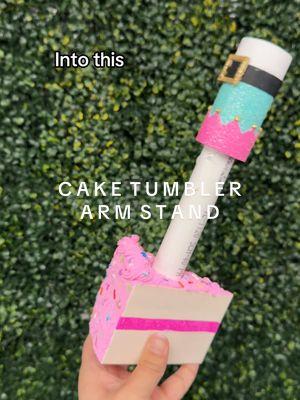 As a tumbler artist that makes cute tumblers, you gotta have cute tumbler making materials!  Get this DIY Cake Tumbler Arm Stand at Dimensional Drinks 🥤  . . . . #tumbler #3dtumbler #DIY #DimensionalDrinks #3DTumblers #tumblermaker #tumblerartist #functionalart #tumblersoftiktok #crafter #crafting #3dtumblerstiktok #glittertumblers #customtumbler #fakecake #fakefood 