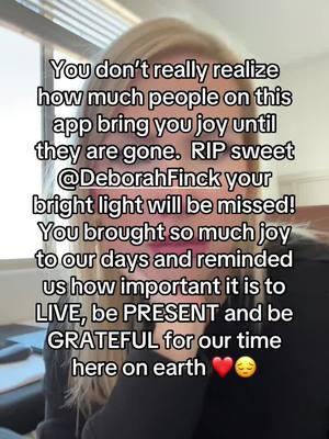 RIP @Deborah Finck I know how badly you wanted to stay here earth side and just how much your friends and family meant to you! I’m so sorry your stay here was cut short but boy what an impact you had on the world.  You will be greatly missed 😔❤️ #resteasy #angel #grateful #angelonearth #youwillbemisssed 