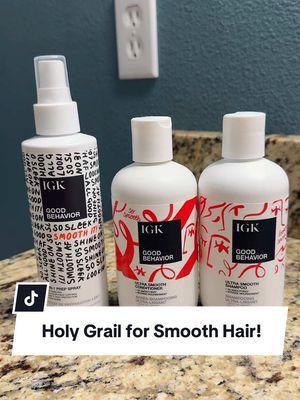 These 3 items will give you the softest and smoothest hair!!!! Literally my holy grail! @IGK Hair #igkgoodbehavior #smoothhair #hairsmoothing #igkhair #hairgoals #hairtok 