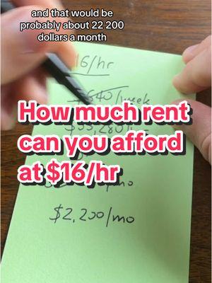 How much rent can you afford at $16/hr #housing #housingmarket #affordablehousing #housing2025