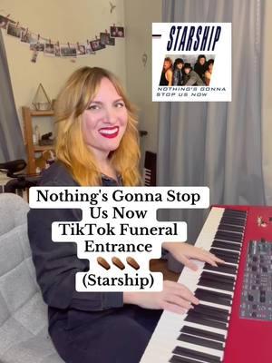 Nothing’s gonna stop us nowwwwwwwwwww 🚀 And in case I don't see ya, good afternoon, good evening and good night! xo #weddingentrance #funeralsong #tiktokfuneral #tiktok #pianocover #starship #nothingsgonnastopusnow #processionalprofessional #carlycomando 