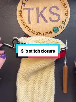 How to close your tube using the slip stitch method with waste yarn   #theknittingsisters  #knittingmachine #circularknittingmachine  #knittingmachinequeens  