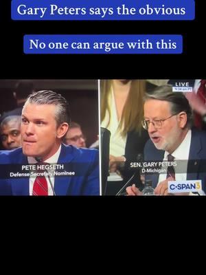 Bingo.  Pick someone else. #politicstiktok #politik #petehegseth #fyp #defensesecretary #congressionalhearing #hegseth #democrats #politics #viralvideo #garypeters #michigan 