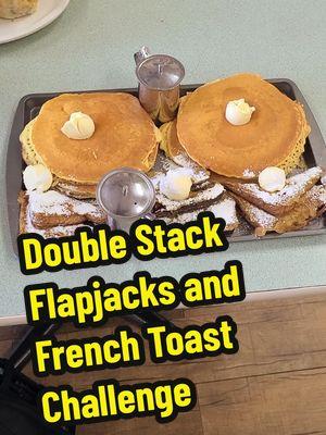 Biggest breakfast in Hemet? Maybe. Meet the flapjack and French toast frenzy. #foodchallenge #foodies  #pancakes #flapjacks #frenchtoast #carbs #breakfast #hungry #bananabread #mukbang #eating #travel #hemet #trysomethingnew #asmr 