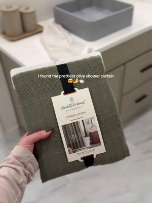 The prettiest $30 olive green shower curtain 😍  . . . . #target #targetfinds #targethome #bathroom #bathroomdecor #boujeeonabudget #bathroomdesign #ltkhome #ltkfindsunder50 