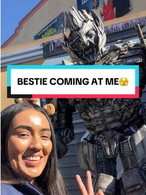 Not Bestie coming at me and oops wasn’t looking at my camera 😂🫣 @menacemade @Universal Destinations #universalstudioshollywood#universalstudios#hollywood#california#transformers#megatron#themepark#mean#foryou#fyp#fy#besties#bestie#funny#lol#rusty#mad#2025  