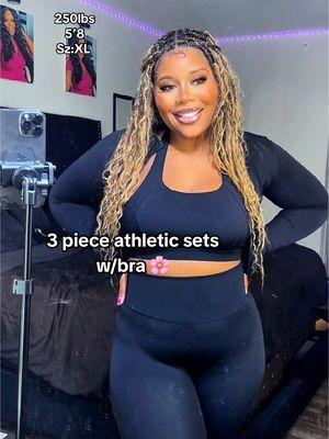 I needed more athletic sets & i found one with a BRA 🦋😍 #OOTD #yogaset #athleticset #3pieceset #plussize #compression #fyp #workoutmotivation #tallgirls 