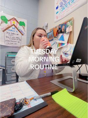 Tuesday morning routine!!! ☀️🙌🏻 #teacher #teachermorning #teachermorningroutine #morningroutine #teachertok #teachersoftiktok #firstgrade #firstgradeteacher 