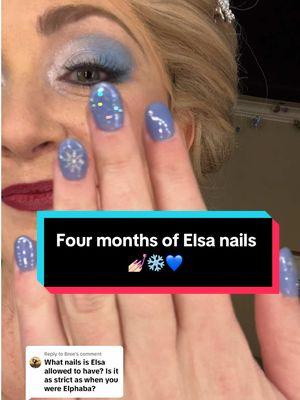 Replying to @Bree Four months of blues and silvers, baby! 💅🏻❄️💙 #actor #nails #musicaltheatre #frozenthemusical #thecoldneverbotheredmeanyway #letitgo #broadway #frozen #intermission #nailart 