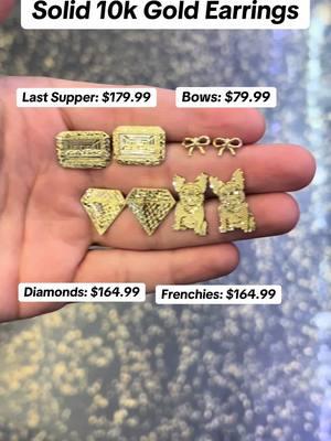 New Earrings In! Message us to purchase #ijazjewelers #goldjewelry #goldearrings #gold #jewelry #earrings #earrings #bows #frenchies #diamonds #lastsupper 