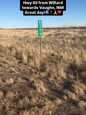 I made it 16 miles today to mile marker 234 on Hwy 60 from Willard towards Vaughn, NM! Great day!🌎🚶🙏❤️ God bless you all, and never forget, everybody, that You Matter and We Do Recover!! 🙏❤️ 69 months drug free! 6,870 miles walked! Day 653 Walking Across America (to all of the four different corners) for Mental Health Awareness and Recovery!  Fundraising for the amazing Non Profit Addict II Athlete!! $3,667.10/$50,000 raised so far! https://donorbox.org/a-walking-testimony-fundraiser #AWalkingTestimony #WalkingAcrossAmerica  #WalkingAmerica  #MentalHealthAwareness #Recovery #YouMatter #WeDoRecover #AddictIIAthlete #NewMexico #Belen #SocorroCounty #TorranceCounty #MountainAir #Willard #Encino #Vaughn #Clovis #Travel #Nature #Exercise #Positive #MentalHealth #ILoveYou 