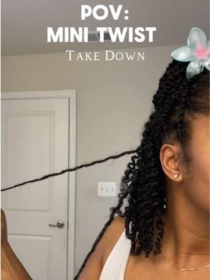 My favorite part about mini twist is, TAKE DOWN!! We’re now going strong in this cute top knot till wash day ✨➰ 1 style 3 Hairstyles 🙌🏽 #naturalhairstyles #twistoutonnaturalhair #minitwists #naturalhaircare 