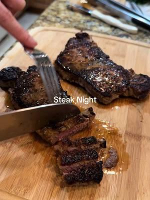 Steak cooked medium well….it was overcooked to my liking (I usually like medium/medium rare) but the sear and seasoning was delicious.  #steak #steaknight 