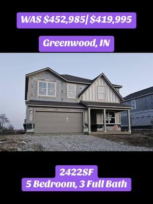 WAS $452,985| $419,995 Greenwood, IN 2422SF 5 Bedroom, 3 Full Bath 1st Floor Bedroom & Full Bath Upstairs Loft 2 Car Finished Garage (No Paint) Covered Front Porch Morning Room ($9995) Pond View ($15,000) Brick Wainscot (S7995) ☎️317.670.1055#newconstruction #desifoodtiktok #beenusikandyourrealtor #greenwoodindiana #desitiktok #punjabirealtorinindianapolis #indianapolisindiana #noblesvilleindiana 