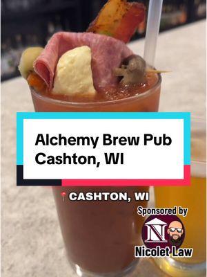 Alchemy Brew Pub- Cashton WI. VERY nice Brew pub located outside of Lacrosse on Co Hwy XX. Serving up some in house made Craft beer and speciality cocktails. They use a variety of different vodkas for Bloodies. I choose Trumies jalapeno Habanero vodka my favorite. Very clean and great owners. Bingo on Sunday. They also have bands. They also serve appetizers #WisconsinBars #wisconsinbreweries #wicraftbeer #bloodymary #bestbloodymary #wanderinwisconsin #wanderinwi #bacon #craftbeer #brewery #brewpub #nicoletlaw #itsnicolettime @Nicolet Law 