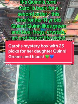 @CJSangster is back, this time with a 25 pick mystery box for her 11 year old Quinn! Quinn loves green and blue, frogs, tree of life, anime, art and crystals! I hope she’s super happy with her picks! This was a fun box! #livethelifeyouwant #mysterybox #asmr #BookTok #empoweringwomen #community #SmallBusiness #subscriptionbox #creatorsearchinsights 