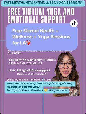 FREE MENTAL HEALTH, YOGA, WELLNESS SESSIONS FOR OUR LA COMMUNITY ❤️‍🩹 let’s support and heal with one another during this crisis. #lafire #lafiredepartment #losangeles #nervoussystemregulation #nervoussystemhealing #anxietyrelief #climateanxiety #mentalhealthsupport #greenscreen 