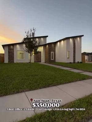 $350,000 Buys You This Modern Contemporary Home In San Juan, Texas! 3 Bed | Office | 2.5 Bath | 2 Car Garage | 1,926 Living SqFt  Listed Price: $350,000 Listing by:  Isaias Lara  Real Broker LLC Direct Message ‘’RGV” or Text To (956) 225-3743 To Begin Your Home Buying Process And Find Your New Home In Rio Grande Valley Metro Area✨ Visit our website to learn more www.navarealtygroup.co If your are interested in moving to South Texas and Surrounding Areas please click in the link in the bio to schedule a consultation with us!  Accuracy Of all information deemed reliable but not guaranteed and should be independently verified.  Shalom, God bless! Thank you all for watching today’s property tour. Be sure to check us out on YouTube for full length tours! 🎥 Daily reminder. Jesus Christ Loves You. He Offers forgiveness and redemption. He paid the ultimate price for sinners like you and me. Bible Verse Of The Day ✞ For the word of God is alive and active. Sharper than any double-edged sword, it penetrates even to dividing soul and spirit, joints and marrow; it judges the thoughts and attitudes of the heart. Hebrews 4:12 —— #mcallen #rgv #riogrande #956  #hometour #housetours #luxuryrealestate #newconstruction #newhome #newhouses #texashouses #builder #interior #interiorstyling #dreambuilders #luxurydecor #minimaldecor #reelsofinstagram #homegoals #housetours #housedecor #dreamhouse #customdecor #highceilings #texasdreamhomes