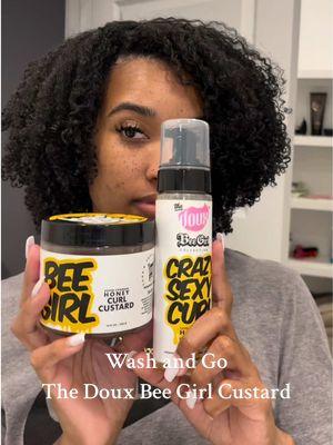 Wash and Go | I finally tried the infamous @The Doux Hair Care Bee Girl Custard and I thought people were just on the train but I can confirm the hype is real! A LITTLE goes a long way. Don’t over do it like I did, but your curls will definitely pop. She’s been added to my new wash and go product list :)  #washandgo #type4hair #thedoux #naturalhair #hairstyle 