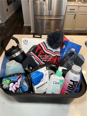 Birthday Basket for my son who just turned 12 years old. He’s officially a preteen 😭 #birthdaygift #giftbasket #teenageboys #birthdayboy #birthday #gifts #giftsforhim #MomsofTikTok 