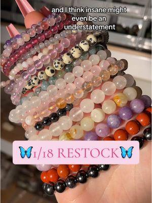 ✨MASSIVE✨ bracelet restock Sat. 1/18 2pm CT 💖🌿🦋 #crystalbracelets #crystaljewelry #crystaltok #affordablecrystals 