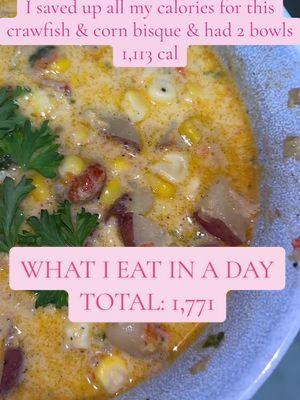 I said it before, I’ll say it again. WEIGHTLOSS DOESN’T HAVE TO BE RESTRICTIVE.  If I’m in the mood to eat something that’s super high in calories, like a bisque, & I’m going to want to be able to eat A LOT of it, which is ALWAYS, I’m just going to fast & eat low calorie foods until dinner time. You will never catch me eating the same foods over & over & over unless it’s because I WANT to. Weight loss works when it doesn’t feel like a chore or a punishment.  #coffee #crawfish #bisque #crawfishandcornbisque #crawfishandcorn #neworleans #louisiana #mardigras #bananafoster #ninja #ninjacreami #cook #Recipe #cooking #dinner #whatieatinaday #realistic #weightloss #pcos #BED #bpd #postpartum #pregnancy #mom #sahm #csection #recovery #gym #weightloss #southern #cajun #creole #food #FoodTok #dinner #coffee #icecream #diet #caloriecounting #caloricdeficit #caloriedeficit #fyp #mom #sahm #wife #newyear #day14 #aquarius #tiktokban 