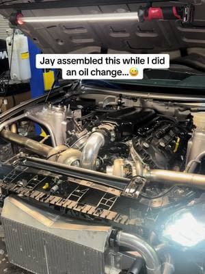 Literally had no front timing cover when I started my oil change😂 bros too fast @Jay @Wayne  #stangry #mustang #carcommunity #carsoftiktok #ziptie #twinturbo #moxyperformance #velocitymotorsports #fyp 