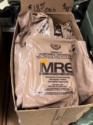 Stocked back up on #MRE what’s the best tasting one? #realarmynavy #omahassurplus #militarysurplus #ftworthtx #milsurp #tactical #mealsreadytoeat 