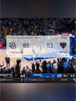 Marquette survives on the road in OT vs. DePaul👀 (via:@CBS Sports College Basketball) #marquettebasketball #collegebasketball #collegehoops #fyp 