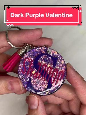 Make a keychain with me! This one is giving Dark Purple Valentine's Day vibes! #acrylickeychain #resinkeychain #acrylic #resin #resinpour #resinart #smallbusinessowner #supportsmallbusiness #SmallBusiness #smallbusinesscheck #like #tiktok #tiktokmademebuyit #tiktoktrending #trending #fyp #foryou #foryoupage #pink #holographic #white #purple #hotpink #creative #create #art #artistsoftiktok #sparkle #sparkley #glitter #glitterkeychain #bellalofacreations