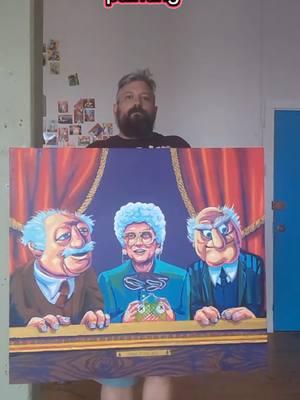 this was the second most popular Two Thangs painting of 2024. it's #goldengirls and #muppets.  #art #painting #acrylicpainting #weirdart #funnyart 