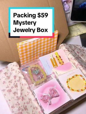 ASMR Packaging $59 Mystery Jewelry Box #jewelry #packingorders #ASMR #packwithme #packagingorders #orderpacking #orderpackingasmr #jewelry #jewelrybusiness #giftbox #giftideas #mysterybox #mysterybag #mysterygift #jewelry #jewelrybusinesscheck #smallgestures #jewelrymaking #jewelrytiktok #jewellery #jewelrydesigner #jewelrytok #jewelrytour #jewelryhaul #jewerlylover #jewelrypackaging #jewellerydesign #beadedjewelry #handmadejewelry #beadedjewellery #beadedjewelrybusiness #beadednecklace #handmadejewellery #handmadejournals #jewelryaddict #JewelryCollection #TikTokShop #smallbusinesstiktok #smallbusinesstips_ #packagimgcustom #packagingasmr #jewelrykit #usa #newyork #europe #australia #unitedstates #saudi 