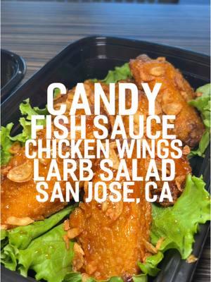 CANDY FISH SAUCE CHICKEN WINGS AND LARB SALAD IN SAN JOSE, CA #redchili #sanjoseca #thaifood #fyp #foryou #explore