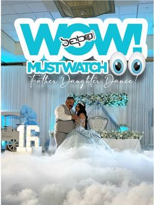 A magical moment for this beautiful Sweet 16! ✨ Watch as she dances with her dad under a sky of dancing clouds and sparkling cold sparklers. 💙 The baby blue uplighting and elegant drapes set the perfect scene for a night to remember. We’re honored to be part of this unforgettable celebration! #Sweet16 #FatherDaughterDance #EventPerfection #DancingOnClouds #ColdSparklers #DJMagic #unforgettablemomentsbyamyntha 