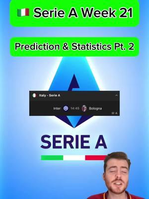 🇮🇹 SERIE A WEEK 21 PREDICTIONS & STATISTICS PART 2 | More predictions on FanBasis in my bio | Statistics are from the HOFB app, link in my bio | —————————————#footballpredictions #soccerpredictions #soccerpicks #footballpicks #footballtips #soccertips #freefootballpicks #freefootballpredictions #freesoccerpredictions #freesoccertips #seriea #serieatim #serieatips #serieapredictions #serieapicks #intermilanvsbologna #interbologna 