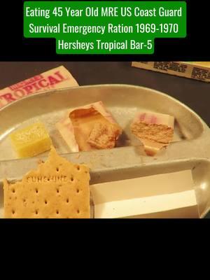 Eating 45 year old MRE US coast guard survival emergency ration 1969- 1970 hersheys tropical bar #mre #coast #survival #emergency #hersheys #tropical 