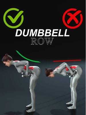 Dumbbell Rows: Perfect Your Form for Maximum Gains! 💪 Avoid common mistakes like rounding your back or relying too much on your arms. Focus on these proper form tips to engage your lats and build strength effectively: - Flat back: Keep it neutral and steady. - Elbow-driven pull: Let your lats do the work. - Core engaged: Stay stable and in control. Mastering your form is the key to seeing results! #dumbbellrows #backworkout #latsworkout 