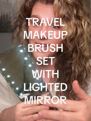 Makeup brushes + travel case + lighted mirror for under $15! #makeupbrushes #makeupbrush #lightedmirror #travelaccessories #makeup #traveltips #tiktokmademebuyit 