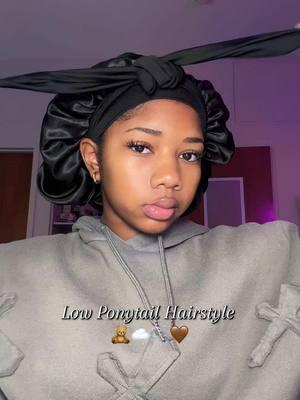 Low ponytail hairstyle 🧸☁️🫧🤎 #hair #hairstyle #privvlifeofjazzy #ponytail #drawstringponytail #relaxedhair 