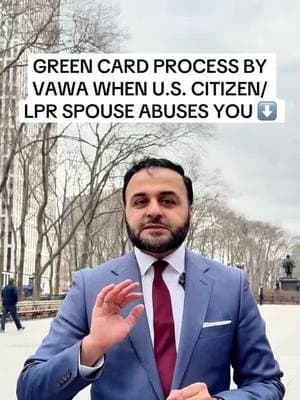 If you are an immigrant and your U.S. citizen/ LPR spouse abuses you in your marriage, you seek protection under VAWA and apply for a Green Card yourself! #immigration #immigrants #greencard #vawa #abuse #domesticabuseawareness #domesticviolenceawareness #domesticviolencesurvivor #domesticviolence #visa #visitvisa #marriage #greencardmarriage #uscis #uscitizen #citizenship #uscitizenship #usa #travel #migrants #immigrationlawyer #immigrationattorney #nyc #nyclawyer #legaltiktok #fyp #fyp≥› 